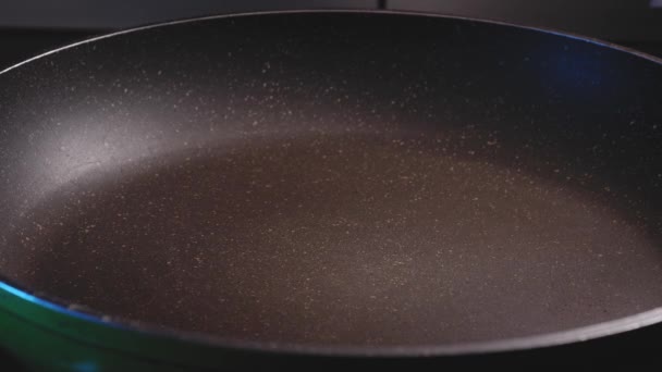 Adding Chicken Breast Frying Pan Close View — Wideo stockowe