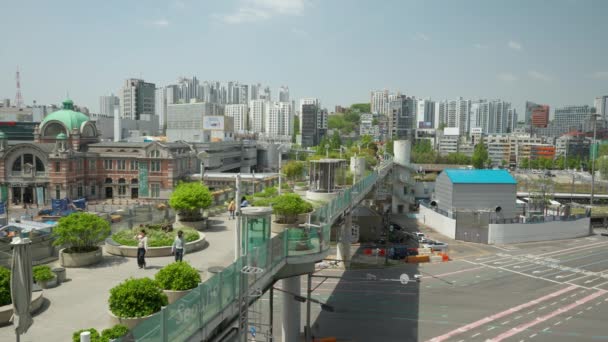 Daytime Traffic Highway Passing Seoullo 7017 Skypark Seoul Old Seoul — Stock video