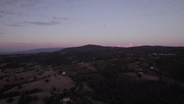 Drone Video Gouden Uur Vlaktes Van Toscane Italië — Stockvideo