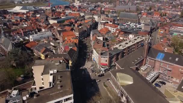 Nice Scenery City Houses Drone Shot Nice River Background — Wideo stockowe