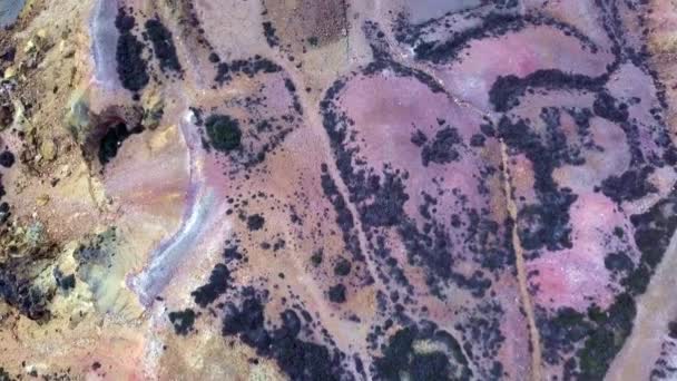 Overhead Drone Footage Colourful Copper Rock Formations — Vídeo de Stock