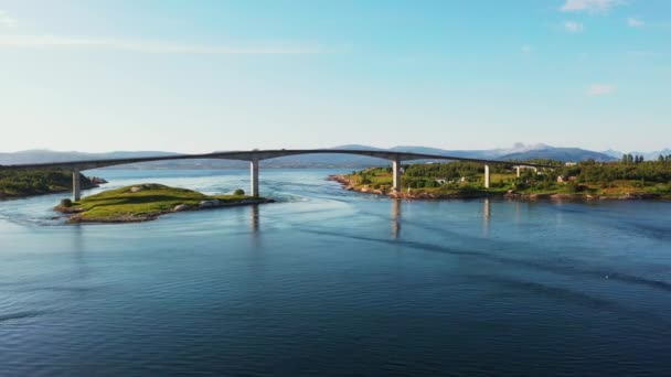 Повітряний Вид Міст Салах Страумен Світ Найсильніший Мельстром Припливний Струм — стокове відео