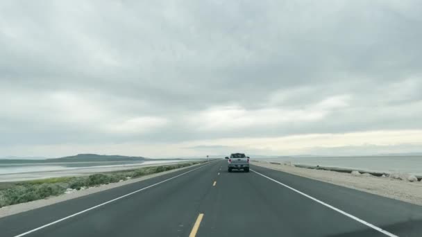 Drive Antelope Island State Park Great Salt Lake Utah American — ストック動画