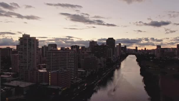 Вид Воздуха Канал Ала Вай Вайкики Открывающий Красивый Закат — стоковое видео