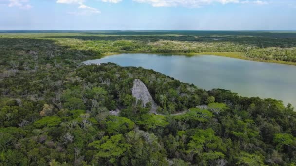 Ruiny Coba Quintana Roo Mexické Archeologické Dědictví Letecký Dron Létat — Stock video