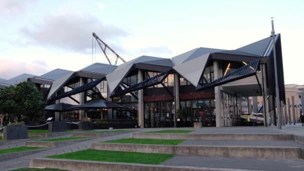 Architecturally Designed Maori Wharewaka Boat House Building Capital Wellington New — Vídeo de Stock