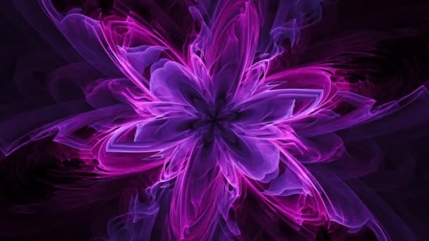 飘逸的紫色花朵的力量 无缝的环路抽象分形 万花筒艺术背景 精神几何宇宙星系线艺术 伟大的音乐Vj和冥想背景 — 图库视频影像