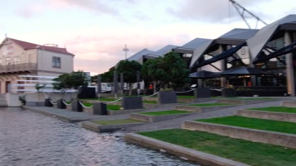 Popular Wharewaka Boat House Building Boat Sheds Overlooking Lagoon Waterfront — Stock Video