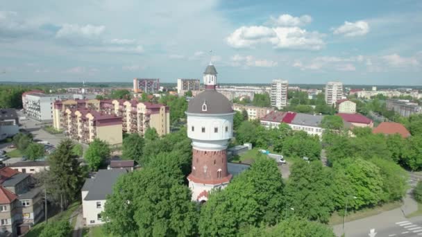 Dron Odsłaniający Wieżę Ciśnień Ełku Zbudowany 1895 Roku Polska — Wideo stockowe