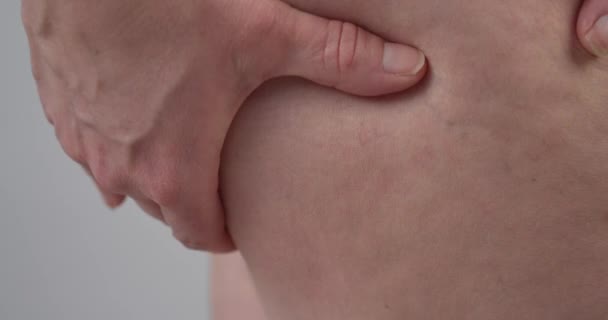 Close Woman Massaging Her Upper Thigh Butt Unwanted Fat — Stockvideo