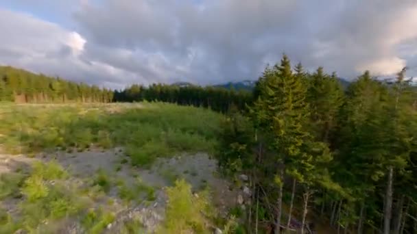 Mamquam River Unpaved Road Squamish Whistler Mountains Sunset British Columbia — Vídeo de Stock