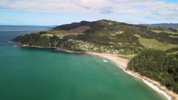 Letecký Bezpilotní Pohled Hot Water Beach Nový Zéland — Stock video
