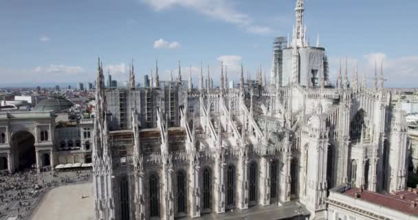 Aerial View Stunning Marble Exterior Iconic Milan Cathedral Italy — Stockvideo