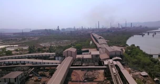 Iron Ore Processing Plant Panoramic Landscape Dolvi Port India Forward — Video Stock