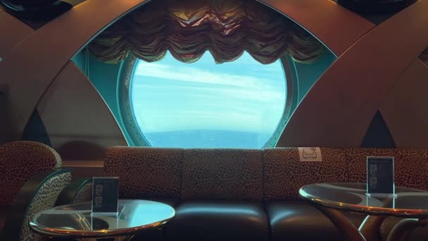 Porthole Luxury Cruise Ship Lounge Ocean Views — Vídeo de stock