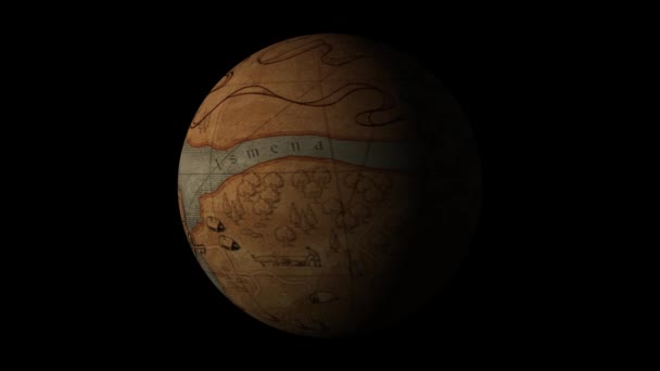 Medieval Planet Earth Rotating Space — Vídeo de stock