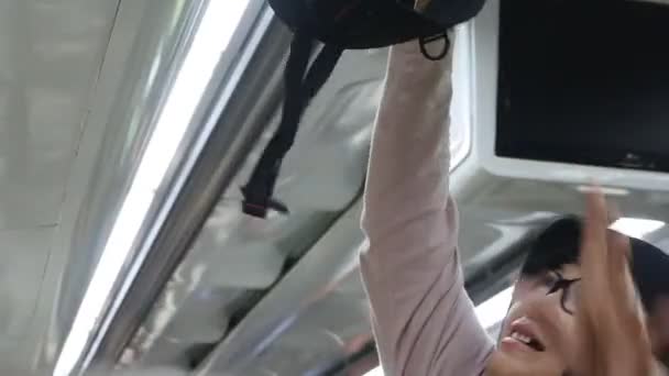 Train Passengers Lift Bags Put Them Cabin Sukabumi West Java — Video