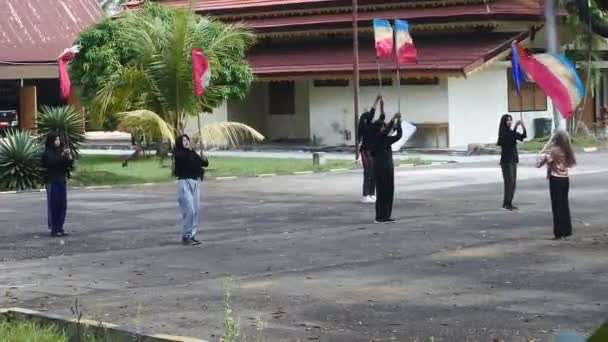 Middelbare Scholieren Oefenen Een Fanfare Stad Muara Bungo Jambi Indonesië — Stockvideo