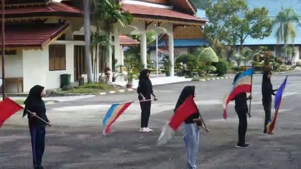 Middelbare Scholieren Oefenen Een Fanfare Stad Muara Bungo Jambi Indonesië — Stockvideo