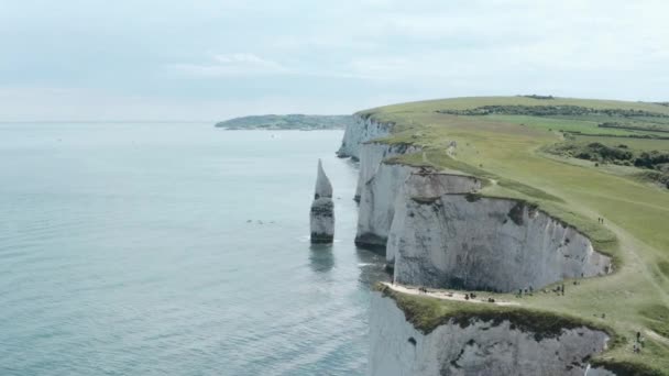 Drone Shot White Chalk Cliffs South England — Stock Video