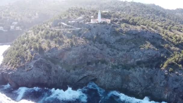Imagens Drones Perto Soller Mallorca Lighthouse — Vídeo de Stock