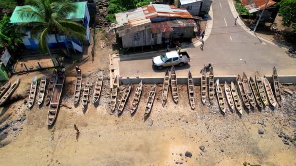 Flying Sideways Morro Peixe Beach Sao Tome Can See Typical — Stockvideo