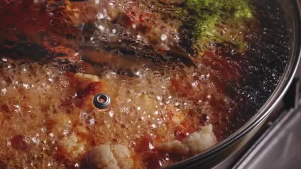 Food Simmering Frying Pan Cooking Dinner — Vídeo de Stock