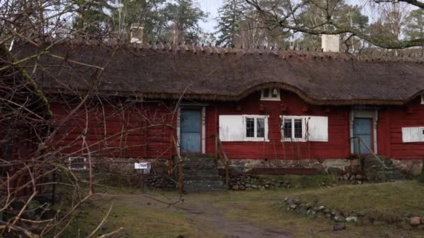 Voorzijde Van Het Hallandsgrden Openluchtmuseum Galgberget Centraal Halmstad Het Een — Stockvideo