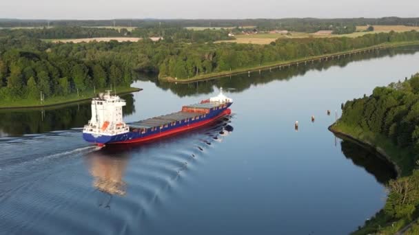 Ship Sailing Kiel Canal — Vídeos de Stock