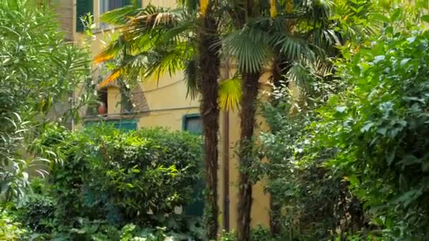 在意大利切塞纳的历史性庄园Casa Bagioli前 低角拍摄了宏伟的绿色花园 1080 — 图库视频影像