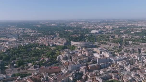 Wide Aerial Rotating Shot Colosseum Rome Italy — Stock Video