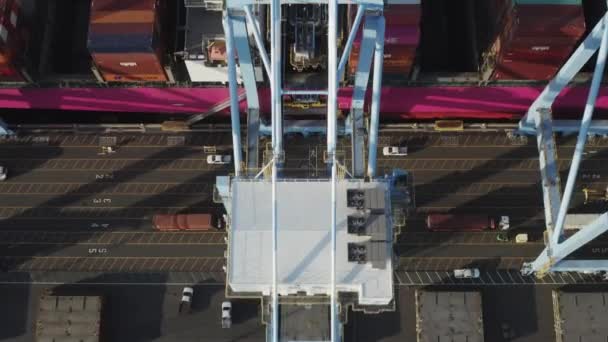 Bird Eye View Cranes Cargo Containers Husky Terminal Tacoma Port — Stockvideo