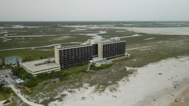 Shell Island Beach Resort Wrightsville North Carolina Extreme Wide Aerial — Stockvideo