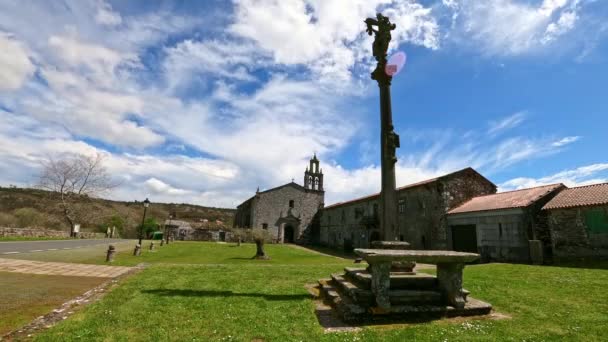 Establecimiento Vista Del Monasterio Aciveiro Pontevedra España Lapso Tiempo — Vídeos de Stock