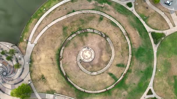 Butler Park Spiral Austin Texas Aerial Orbit Map Center — Vídeo de stock