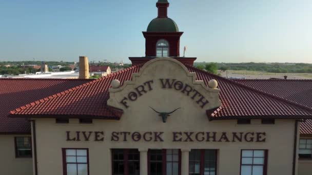 Terreno Vendita Animali Carne Fort Worth Rivelazione Aerea — Video Stock