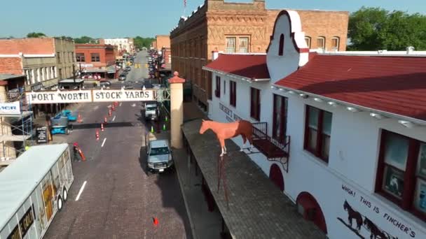 Fort Worth Stockyards Cerca Dallas Son Los Principales Lugares Interés — Vídeos de Stock