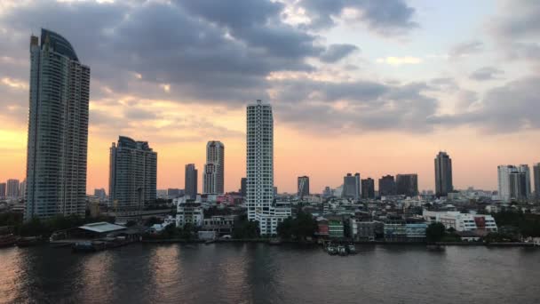 Bangkok City Met Chao Praya River Thailand — Stockvideo
