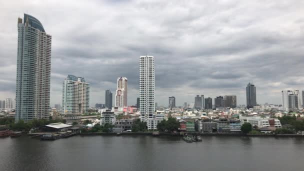 Ciudad Bangkok Con Río Chao Praya Tailandia — Vídeo de stock