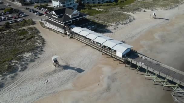 Crystal Pier Wrightsville Sahil Yolunun Üstündeki Hava Görüntüsü — Stok video