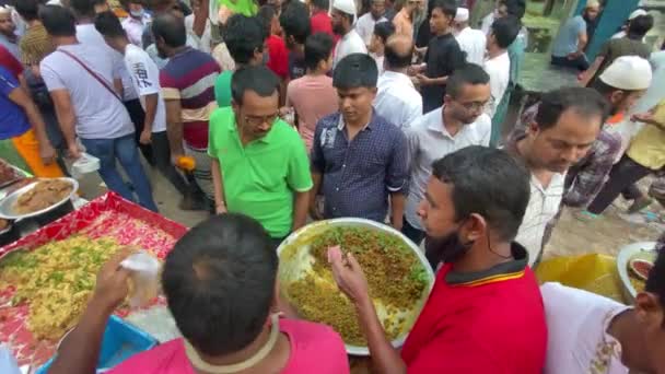 Overhead Tiro Sobre Vendedor Alimentos Chawk Bazaar Daca Câmera Lenta — Vídeo de Stock