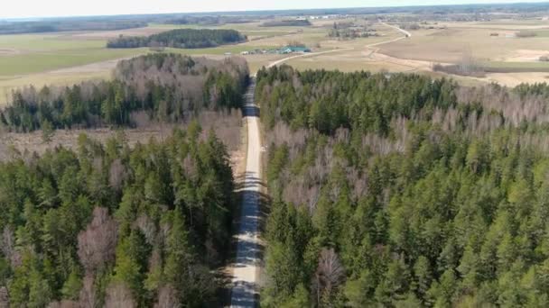 Vue Aérienne Par Drone Route Rurale Droite Gauche Sous Forme — Video