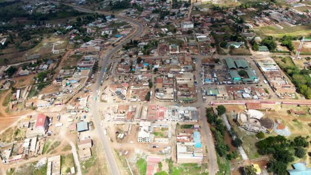 Insediamento Rurale Africa Volano Aerea Poveri Kibera Slum Skyline Moderno — Video Stock