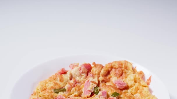 Omeleta Čerstvým Vepřovým Kvašeným Vepřovým Masem Asijské Jídlo Denní Styl — Stock video