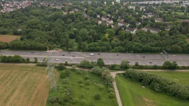 Mérsékelt Délutáni Forgalom Autobahn A66 Frankfurt Közelében Németországban Statikus Légi — Stock videók