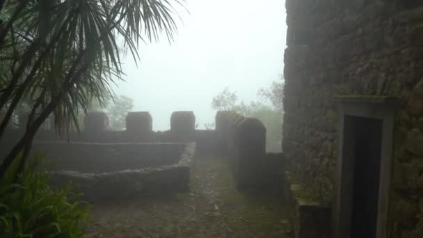 Tour Garde Défensive Mur Maures Château Avec Brouillard Brouillard Très — Video