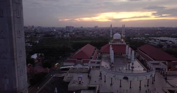 Suset Zamanında Büyük Central Java Camii Nin Majt Üçüncü Kompozisyon — Stok video