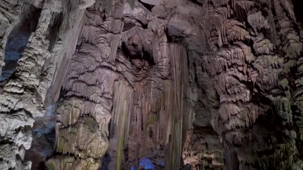 Long Stalactites Rock Columns Michael Cave Gibraltar — Stock Video