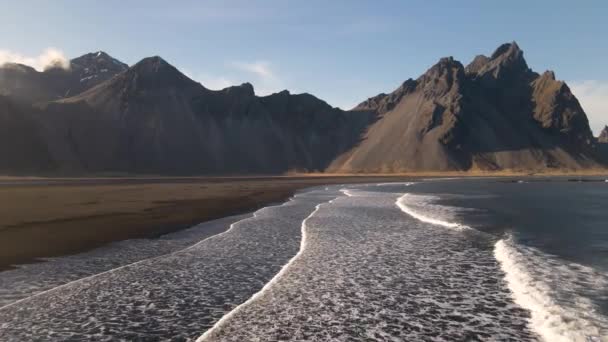 Stokksnes Playa Negra Sudeste Islandia — Vídeo de stock