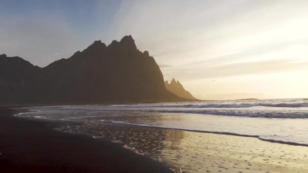 Stokksnes Playa Negra Sudeste Islandia — Vídeos de Stock